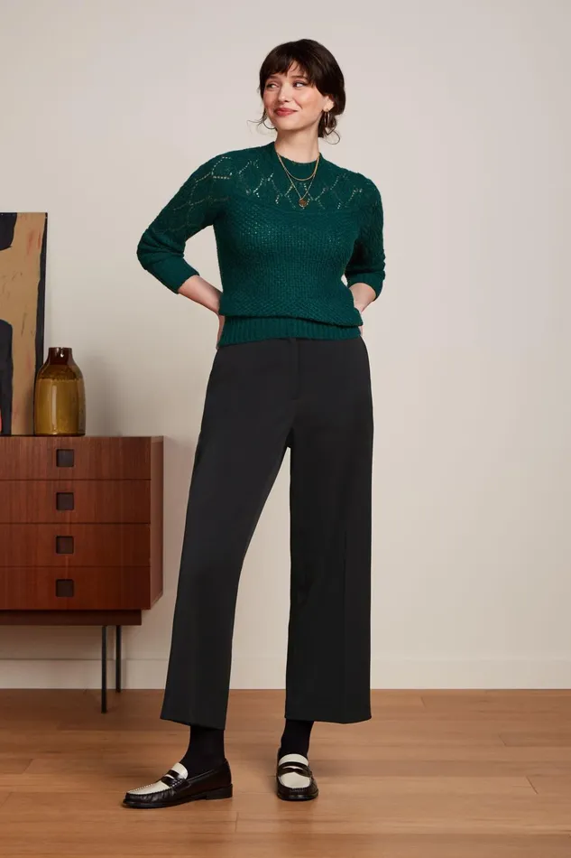 Sweaters Women King Louie Jeannie Yoke Sweater Farfalle Pine Green 8211 Farfalle
