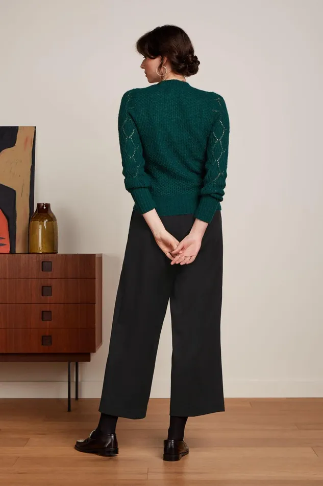 Sweaters Women King Louie Jeannie Yoke Sweater Farfalle Pine Green 8211 Farfalle