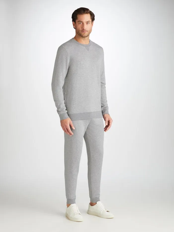 Sweatshirts Men Derek Rose Sweatshirt Quinn Cotton Modal Silver