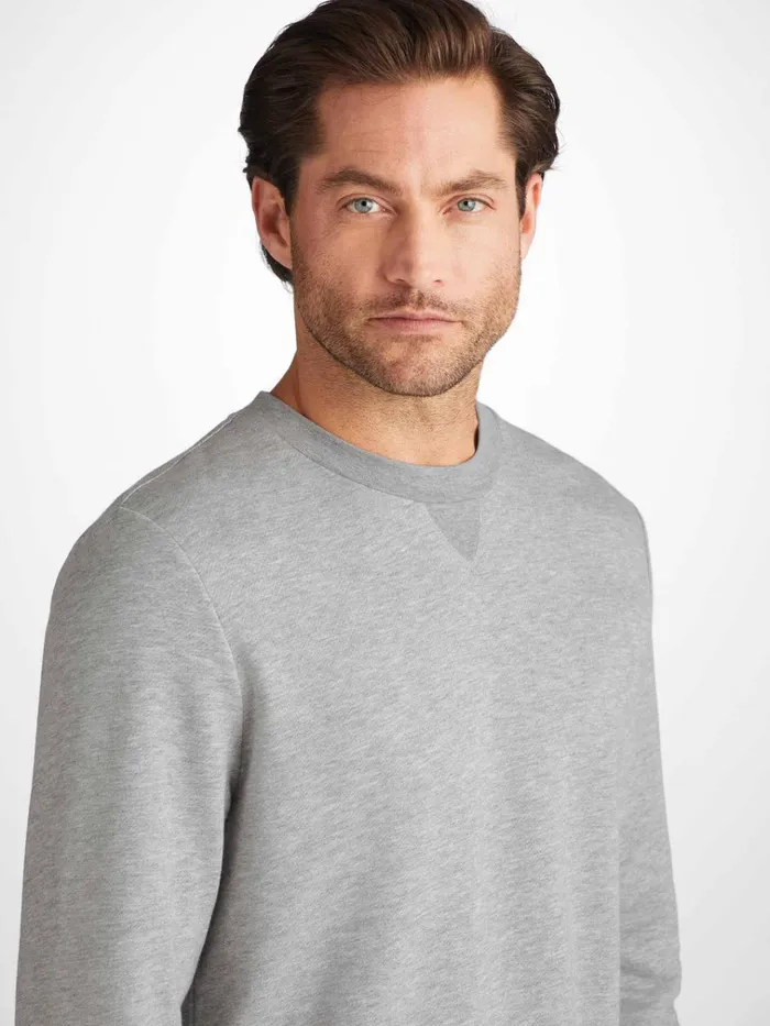Sweatshirts Men Derek Rose Sweatshirt Quinn Cotton Modal Silver