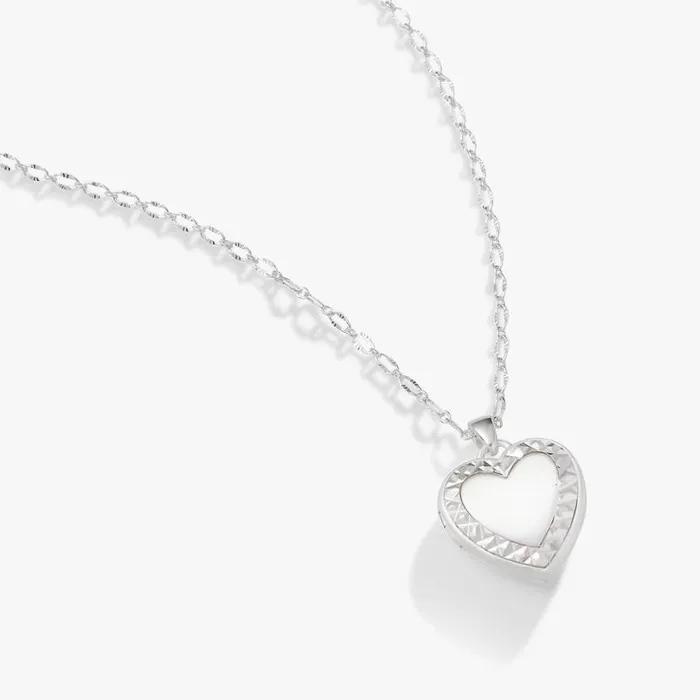 Textured Heart Locket Necklace Silver Women Alex And Ani Thank You