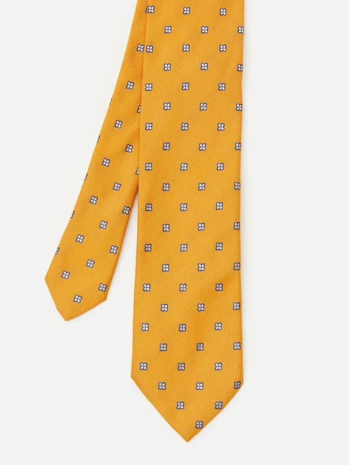 Ties Men JMcLaughlin Cotton Silk Tie In Micro Hydrangea Yellow