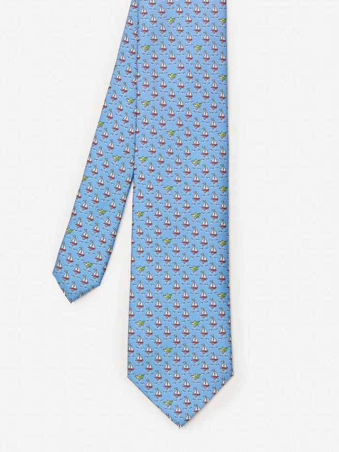 Ties Men JMcLaughlin Italian Silk Tie In Sailboat Light Blue
