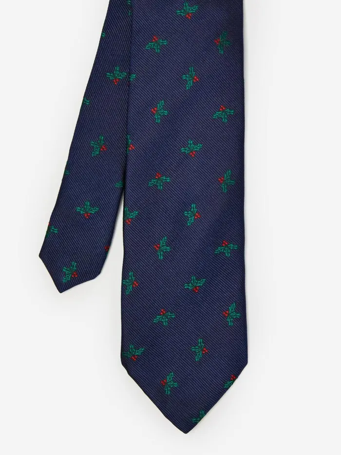 Ties Men JMcLaughlin Silk Tie In Mistletoe Navygreen