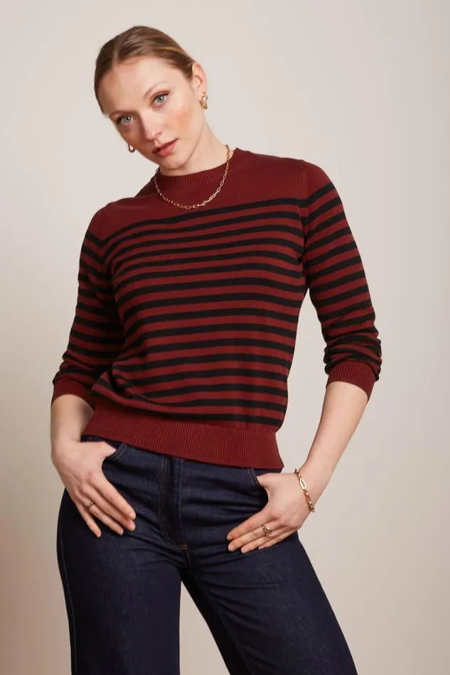 Tops and Shirts Women King Louie Agnes Top Loop Stripe Cabernet Red 8211 Loop Tops and Shirts Women King Louie Agnes Top Loop Stripe Cabernet Red 8211 Loop