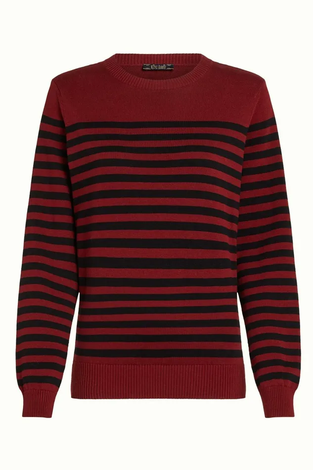 Tops and Shirts Women King Louie Agnes Top Loop Stripe Cabernet Red 8211 Loop
