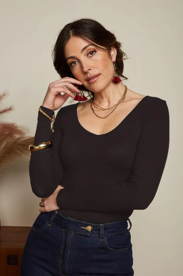 Tops and Shirts Women King Louie Carice V Top Uni Rib Black 8211 Uni Rib