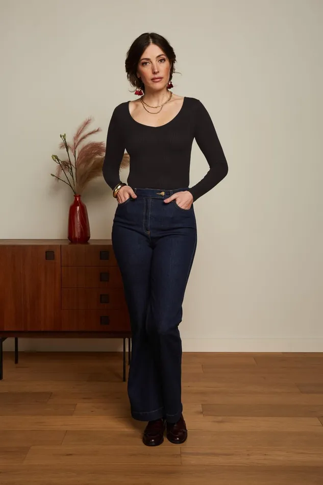 Tops and Shirts Women King Louie Carice V Top Uni Rib Black 8211 Uni Rib
