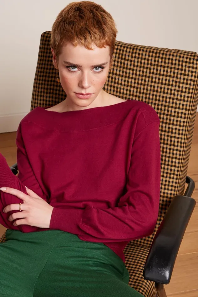 Tops and Shirts Women King Louie Cybil Top Cocoon Beaujolais Red 8211 Cocoon