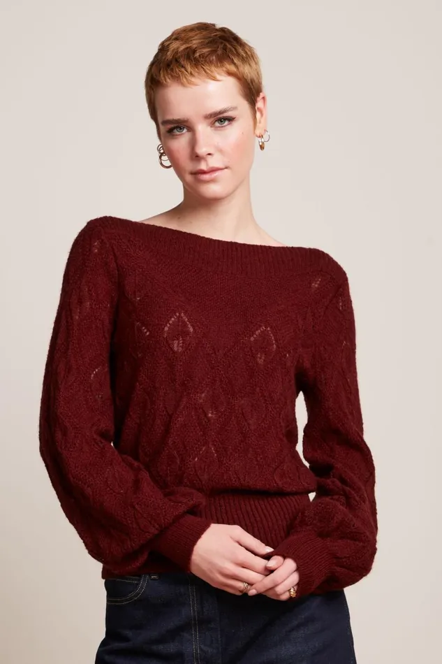 Tops and Shirts Women King Louie Erin Bell Top Orcia Cabernet Red 8211 Orcia