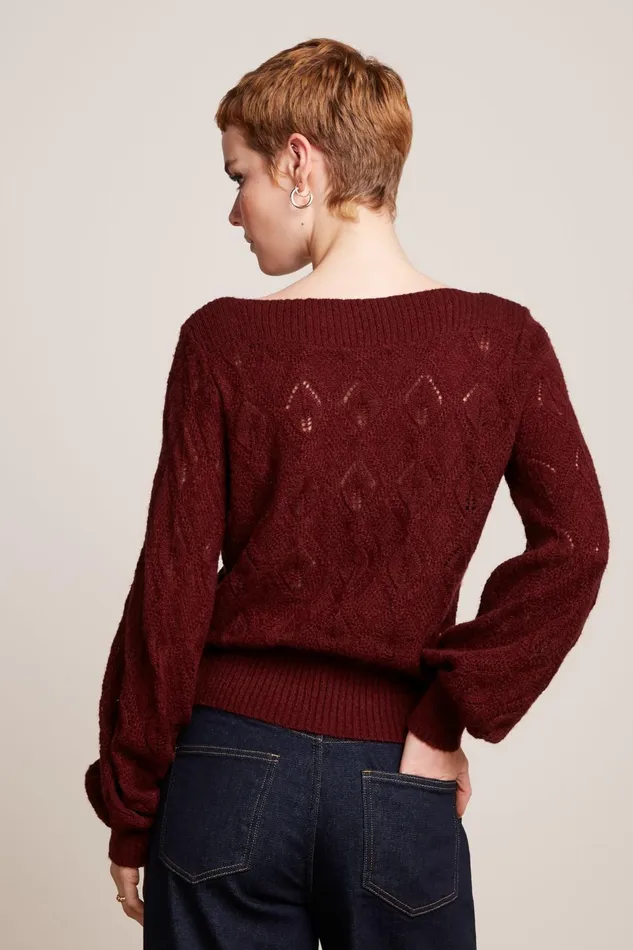 Tops and Shirts Women King Louie Erin Bell Top Orcia Cabernet Red 8211 Orcia