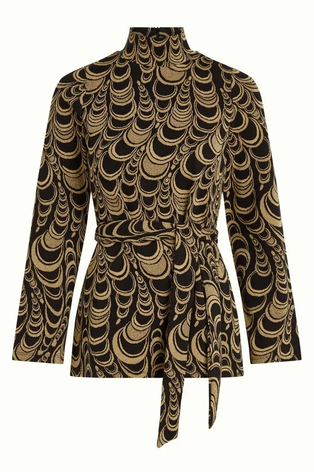 Tops and Shirts Women King Louie Heloise Tunic Top Bobbin Jacquard Black 8211 Bobbin Jacquard