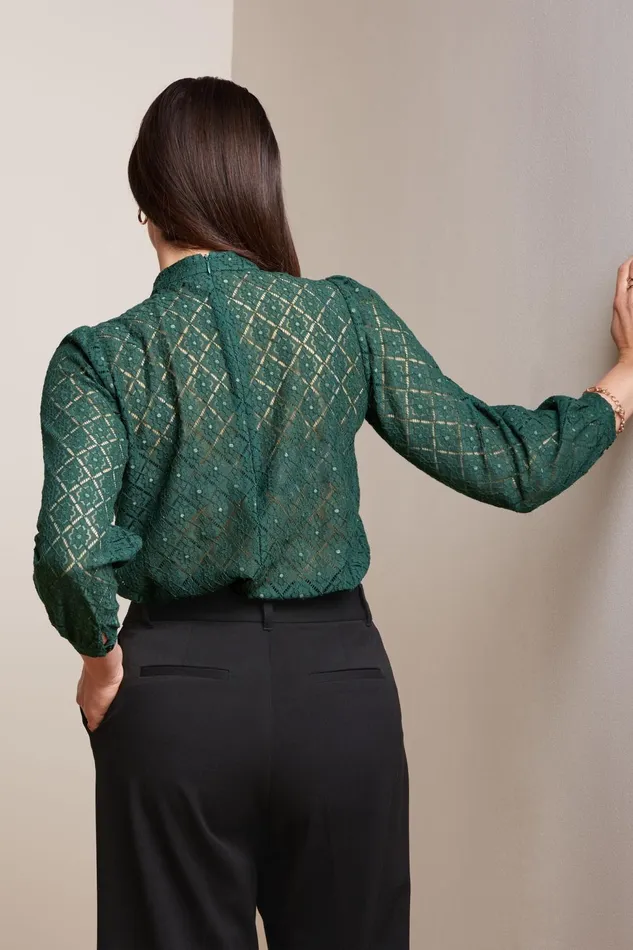 Tops and Shirts Women King Louie Phoebe Top Artiste Lace Amazon Green 8211 Artiste Lace