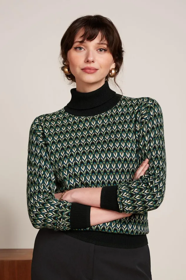 Tops and Shirts Women King Louie Rollneck Top Dandy Black 8211 Dandy