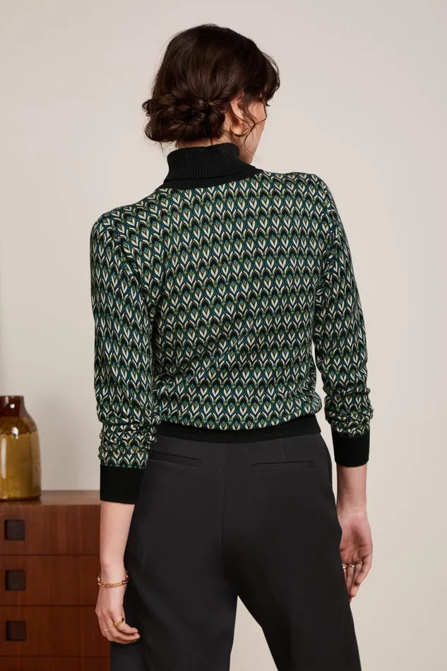 Tops and Shirts Women King Louie Rollneck Top Dandy Black 8211 Dandy