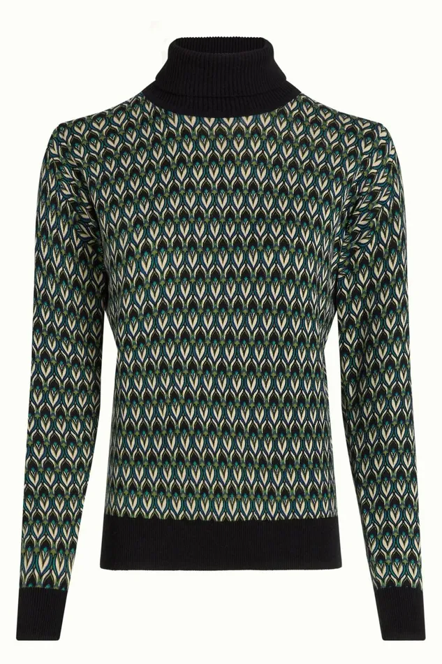 Tops and Shirts Women King Louie Rollneck Top Dandy Black 8211 Dandy