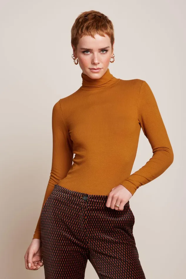 Tops and Shirts Women King Louie Rollneck Top Uni Rib Maple Orange 8211 Uni Rib Tops and Shirts Women King Louie Rollneck Top Uni Rib Maple Orange 8211 Uni Rib