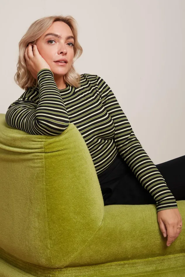 Tops and Shirts Women King Louie Turtle Top Pimm Stripe Woodbine Green 8211 Pimm Stripe