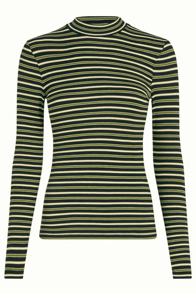 Tops and Shirts Women King Louie Turtle Top Pimm Stripe Woodbine Green 8211 Pimm Stripe