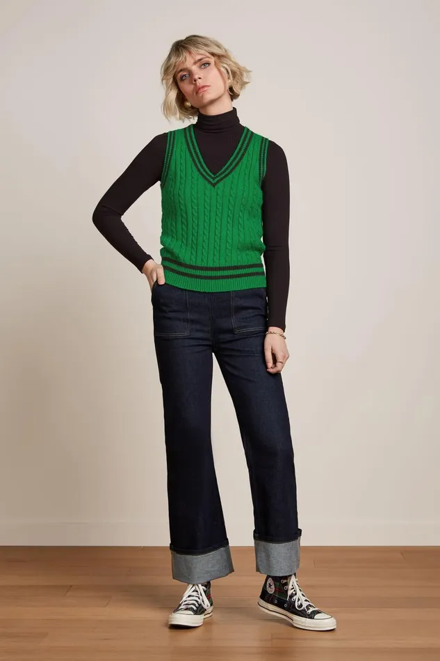Tops and Shirts Women King Louie V Neck Spencer College Very Green 8211 College
