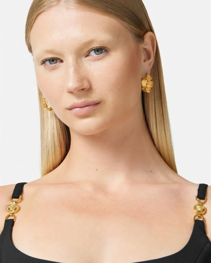 Tribute Medusa Hoop Earrings Gold Women Versace Earrings