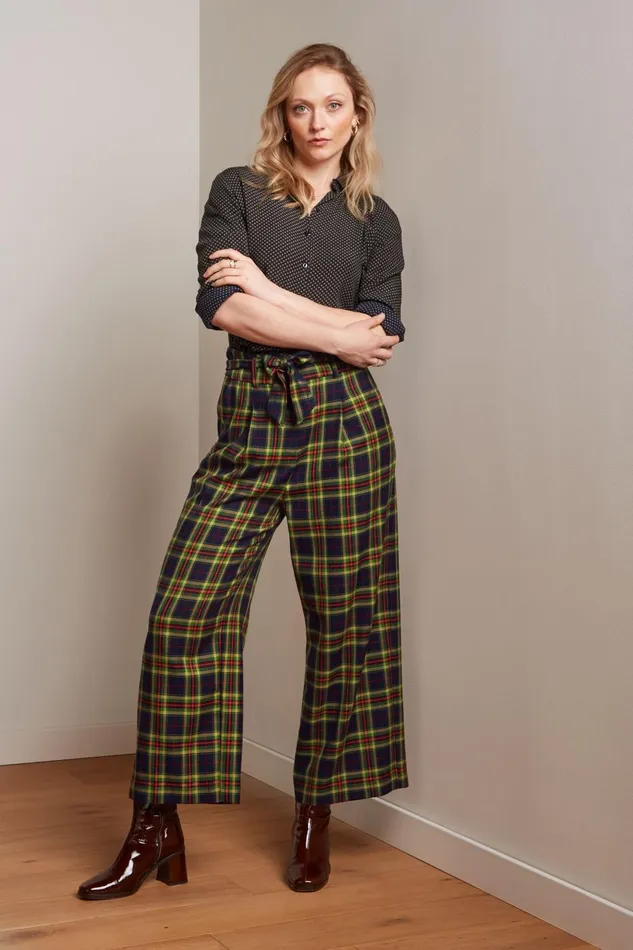 Trousers Women King Louie Ava Pants Lucky Check Evening Blue 8211 Lucky Check