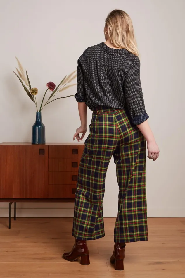 Trousers Women King Louie Ava Pants Lucky Check Evening Blue 8211 Lucky Check