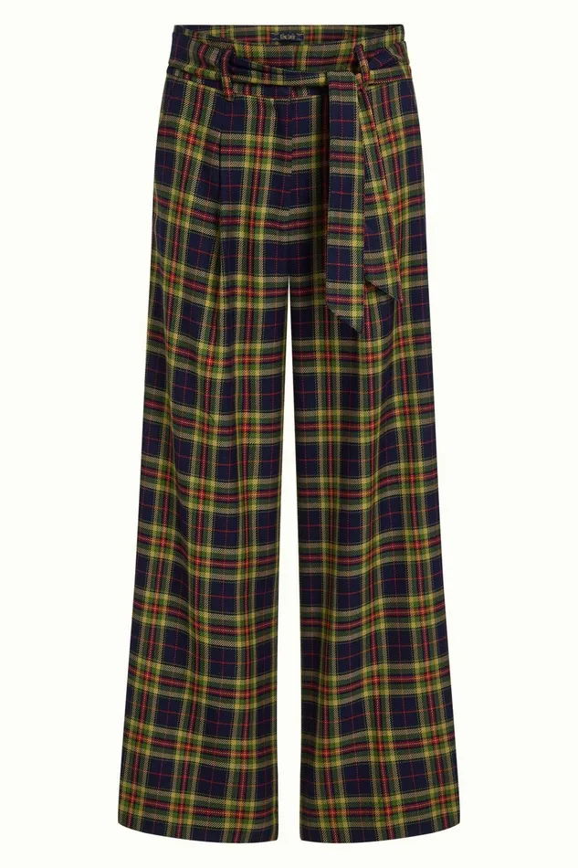 Trousers Women King Louie Ava Pants Lucky Check Evening Blue 8211 Lucky Check