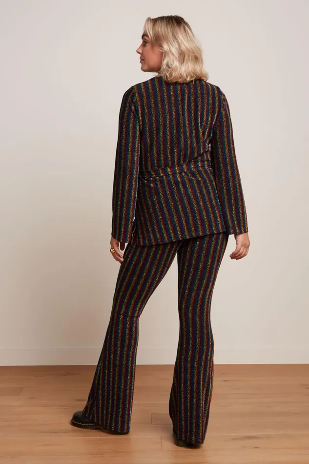 Trousers Women King Louie Border Flared Pants Alma Lurex Multi Color 8211 Alma