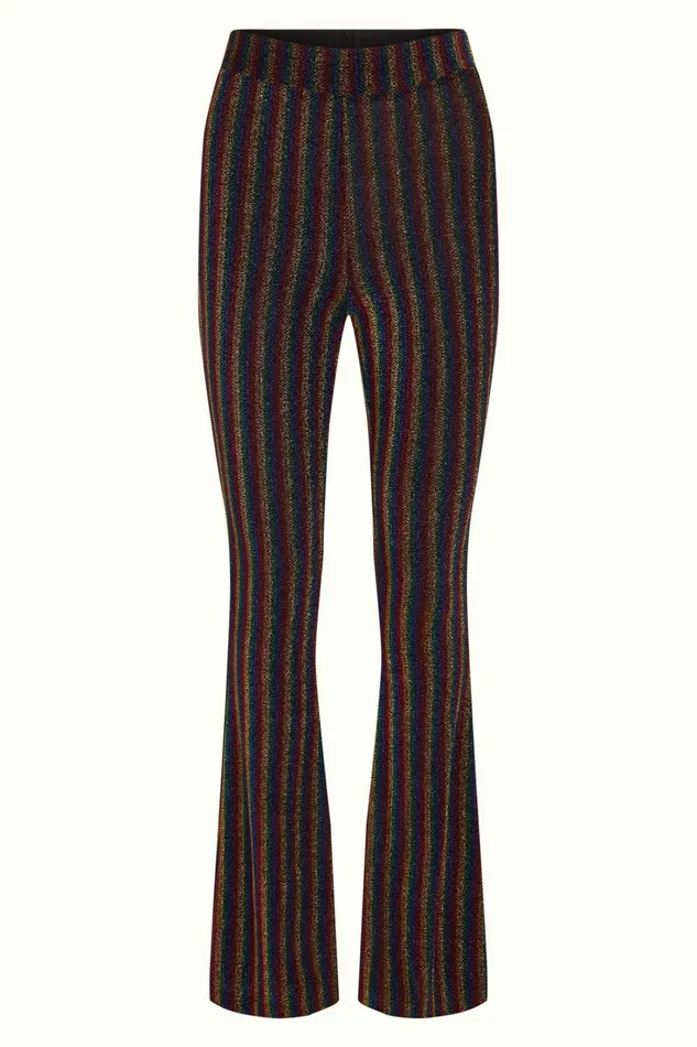 Trousers Women King Louie Border Flared Pants Alma Lurex Multi Color 8211 Alma