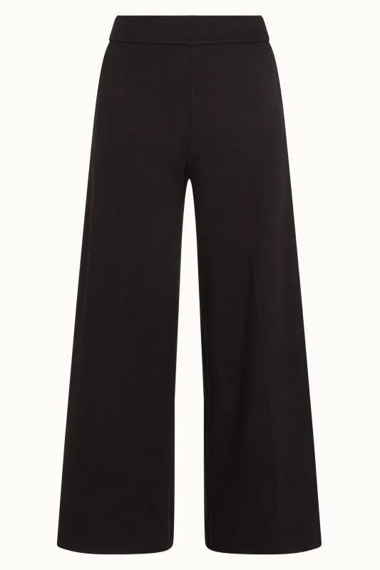 Trousers Women King Louie Border Palazzo Cropped Pants Milano Crepe Black 8211 Milano Crepe