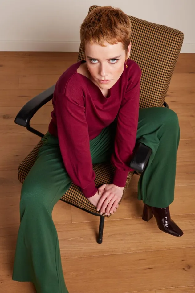 Trousers Women King Louie Border Palazzo Pants Milano Crepe Forest Green 8211 Milano Crepe