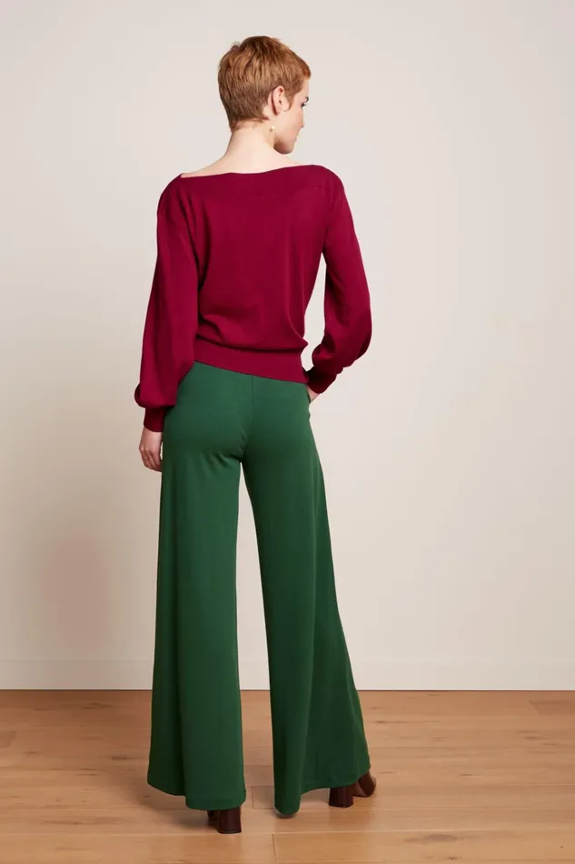 Trousers Women King Louie Border Palazzo Pants Milano Crepe Forest Green 8211 Milano Crepe