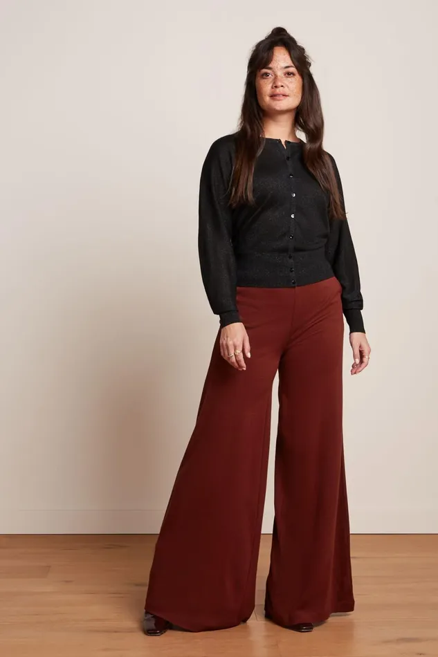 Trousers Women King Louie Border Palazzo Pants Milano Crepe Sandelwood Brown 8211 Milano Crepe