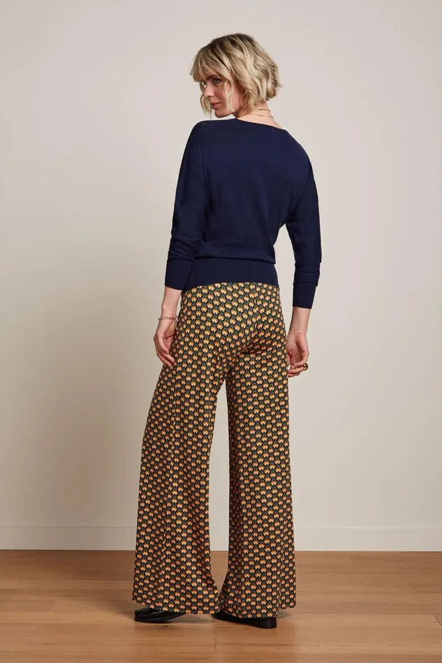 Trousers Women King Louie Border Palazzo Pants Valet Streeple Blue 8211 Valet