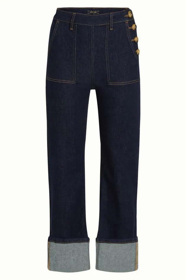 Trousers Women King Louie Debra Pants Walker Denim Indigo Blue 8211 Walker Denim