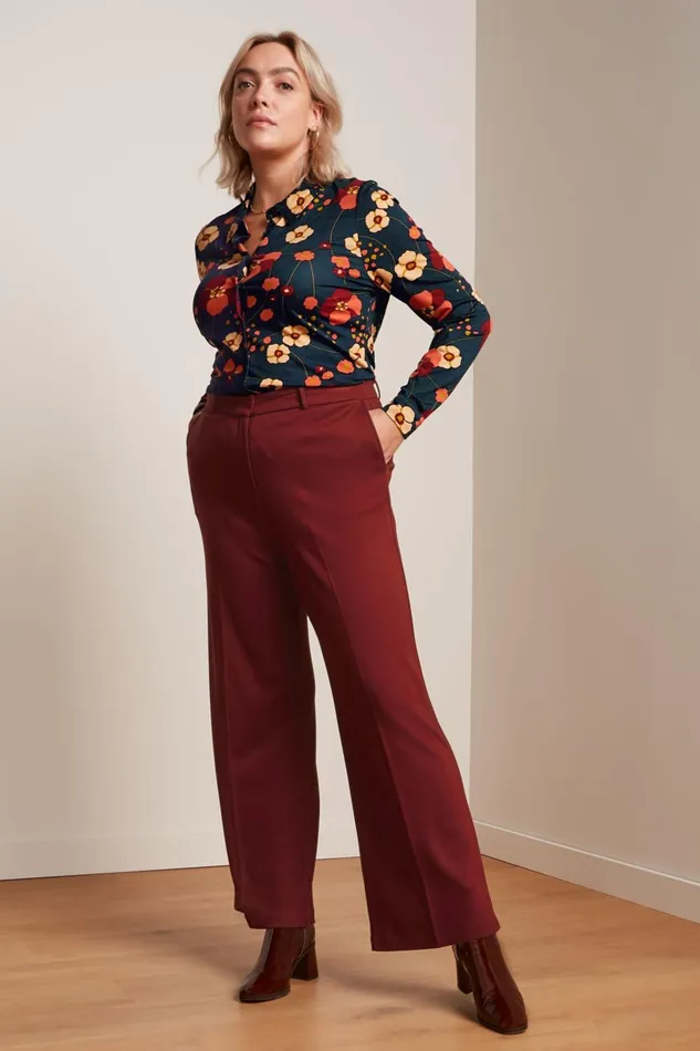 Trousers Women King Louie Federica Pants Milano Uni Beet Red 8211 Milano Uni