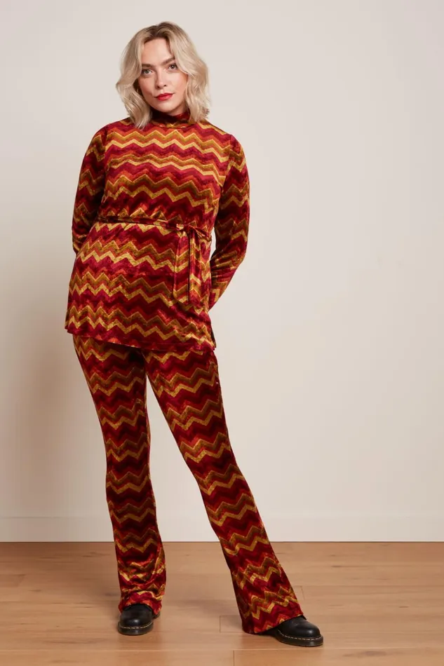 Trousers Women King Louie Flared Pants Penny Cabernet Red 8211 Penny