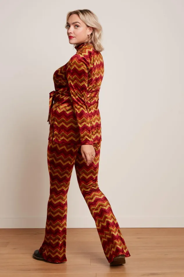 Trousers Women King Louie Flared Pants Penny Cabernet Red 8211 Penny