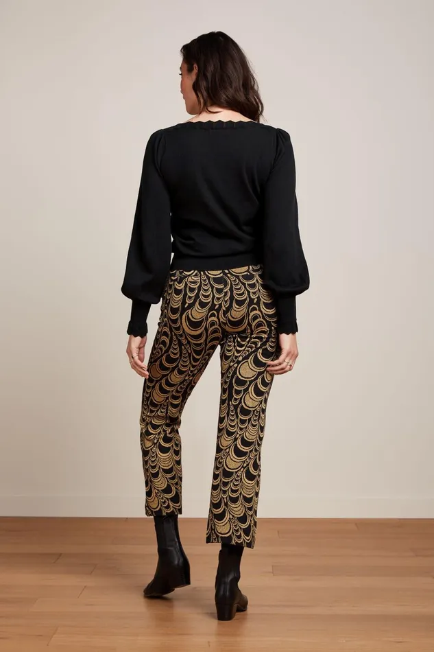 Trousers Women King Louie Luz Cropped Pants Bobbin Jacquard Black 8211 Bobbin Jacquard