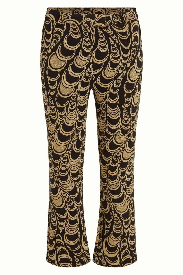 Trousers Women King Louie Luz Cropped Pants Bobbin Jacquard Black 8211 Bobbin Jacquard