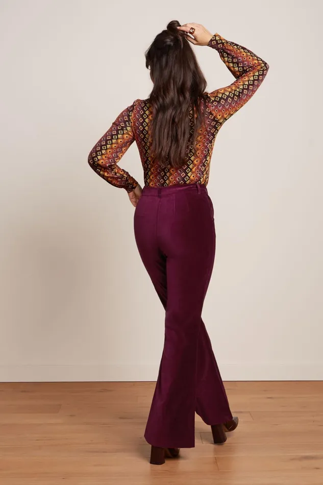 Trousers Women King Louie Marcie Flared Pants Uni Fargo Cabernet Red 8211 Uni Fargo