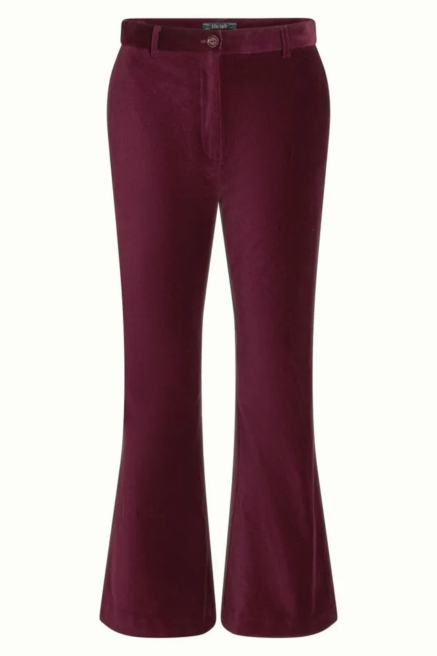 Trousers Women King Louie Marcie Flared Pants Uni Fargo Cabernet Red 8211 Uni Fargo