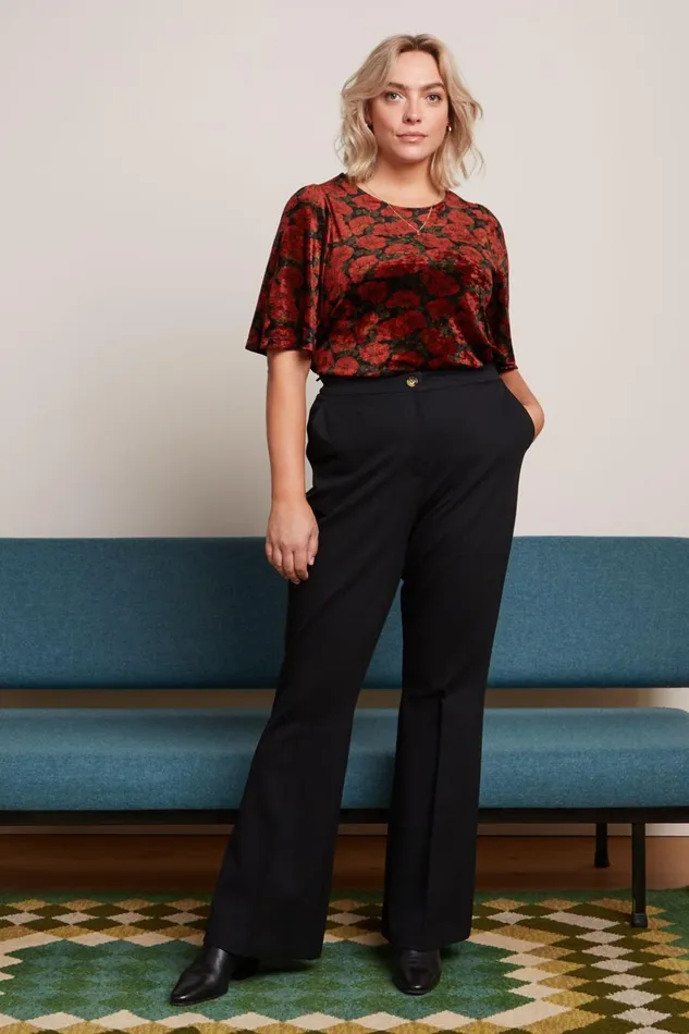 Trousers Women King Louie Marcie Flared Trousers Aurora Black 8211 Aurora