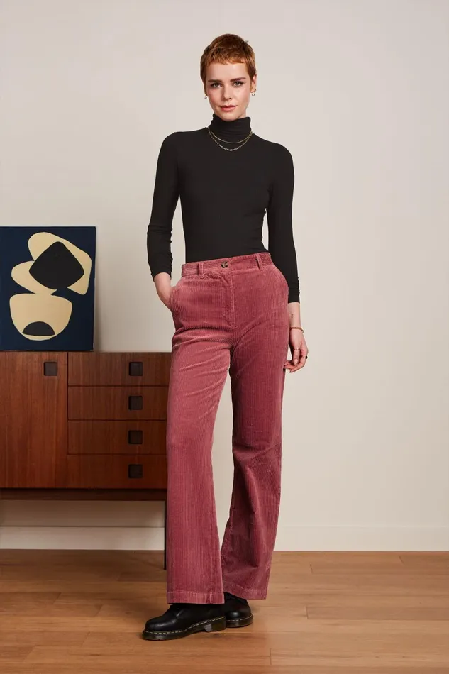 Trousers Women King Louie Marcie Pants Corduroy Desert Red 8211 Corduroy