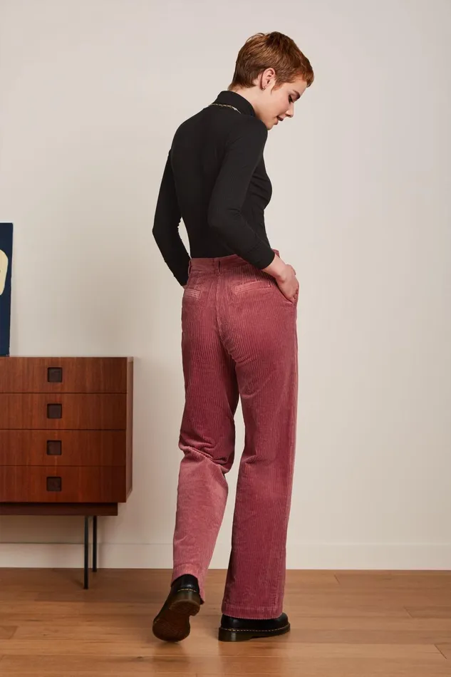 Trousers Women King Louie Marcie Pants Corduroy Desert Red 8211 Corduroy