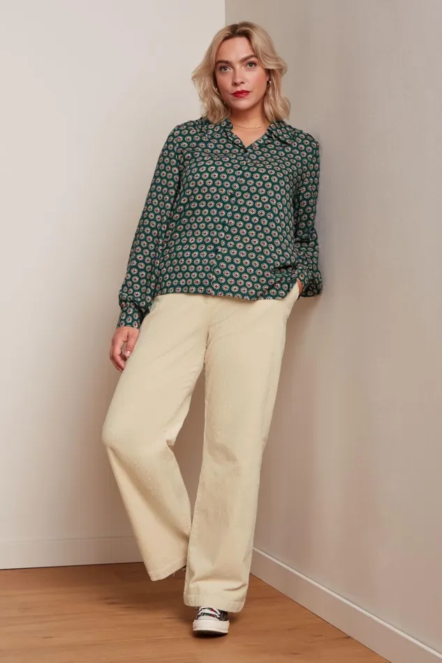 Trousers Women King Louie Marcie Pants Corduroy Ivory 8211 Corduroy