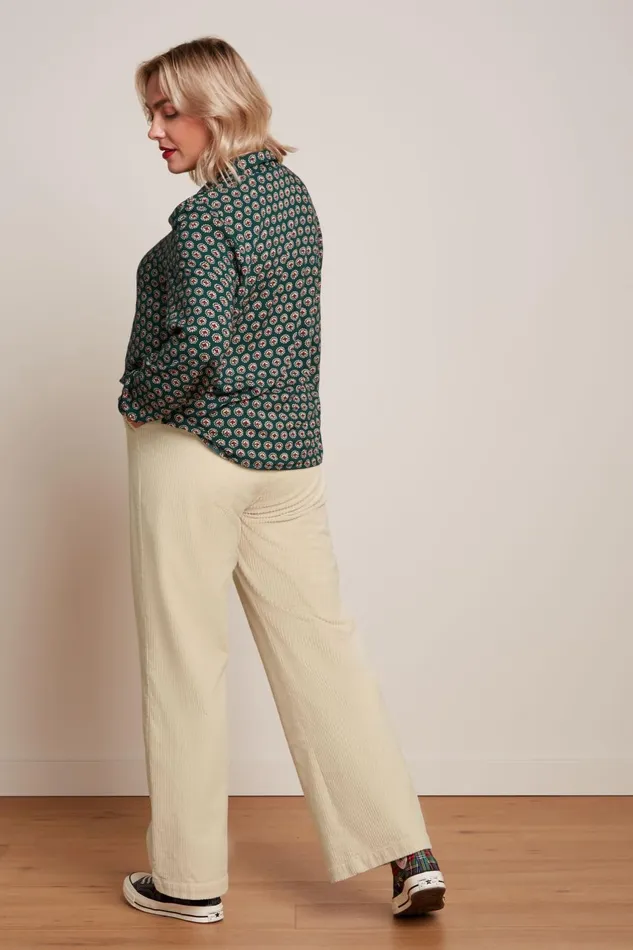 Trousers Women King Louie Marcie Pants Corduroy Ivory 8211 Corduroy