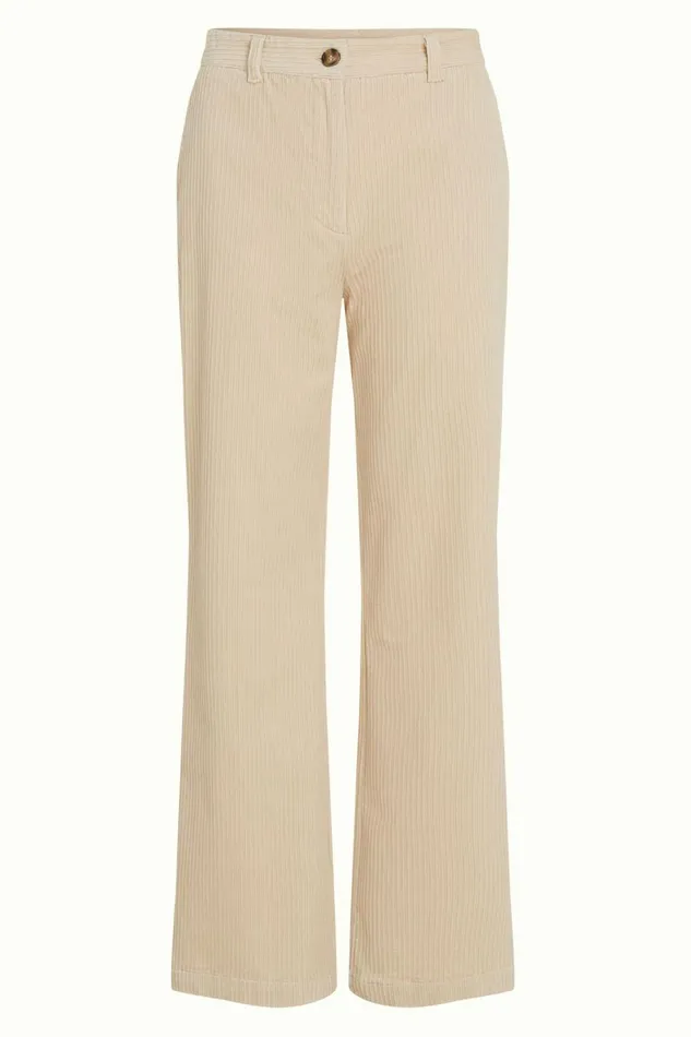 Trousers Women King Louie Marcie Pants Corduroy Ivory 8211 Corduroy