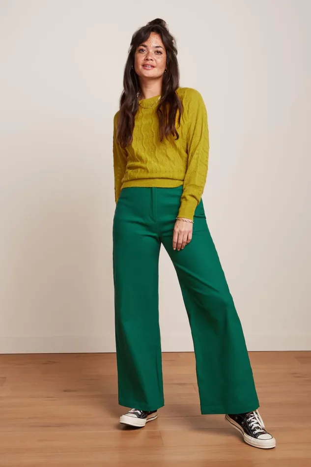 Trousers Women King Louie Paige Flare Pants Sturdy Avar Green 8211 Sturdy